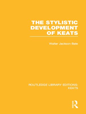 cover image of The Stylistic Development of Keats